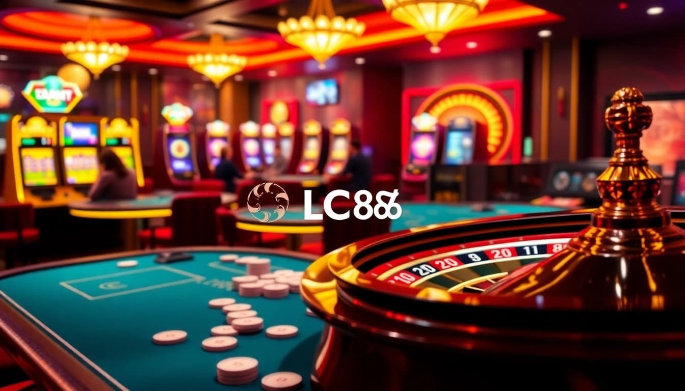Engage with thrilling games at LC88 casino, showcasing vibrant tables and exciting gameplay.