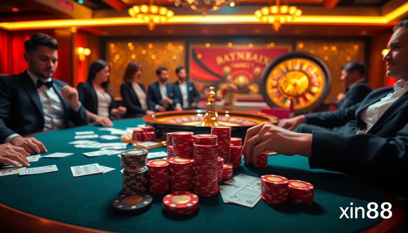 Experience the excitement of gambling at Xin88 with vibrant casino tables and thrilling gameplay.