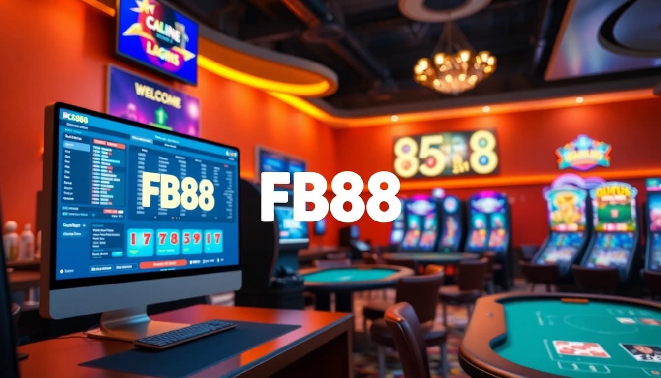 FB88 online casino gaming interface showcasing vibrant slots and sports betting options.