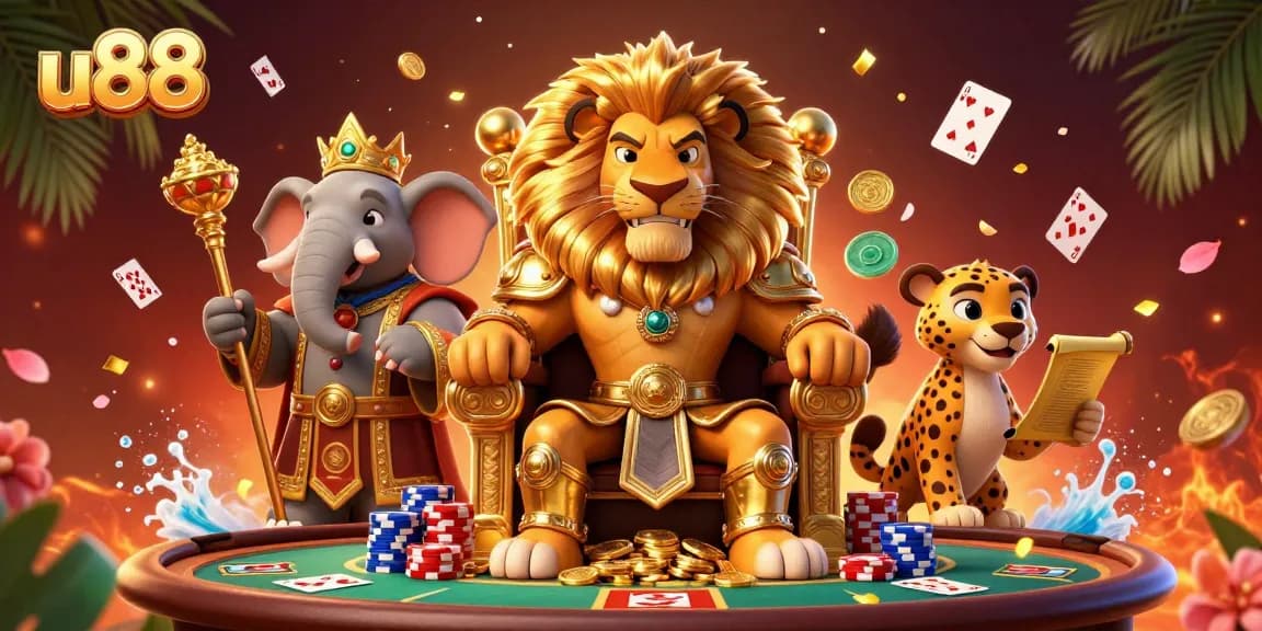 Engage with u88 Casino through thrilling poker sessions featuring majestic characters and vibrant elements.