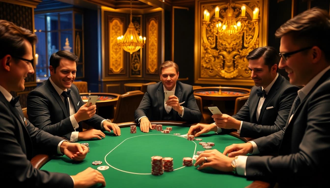 Players engaging in an exciting poker game at Rikvip's online casino platform.