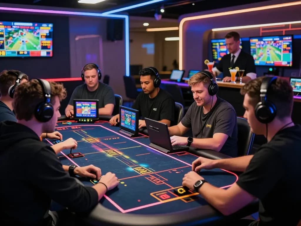 Players at nhà cái nk88 engaging in online betting at a modern casino table.