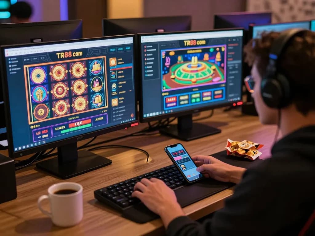 Online gaming setup with TR88 com interface showcasing strategic gameplay in action