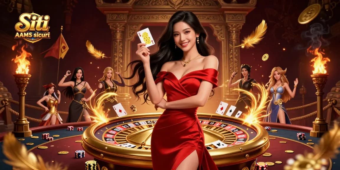 Scopri l'emozione dei Siti non AAMS sicuri con caratteri eleganti ed elementi del casinò in una vivace scena 3D.