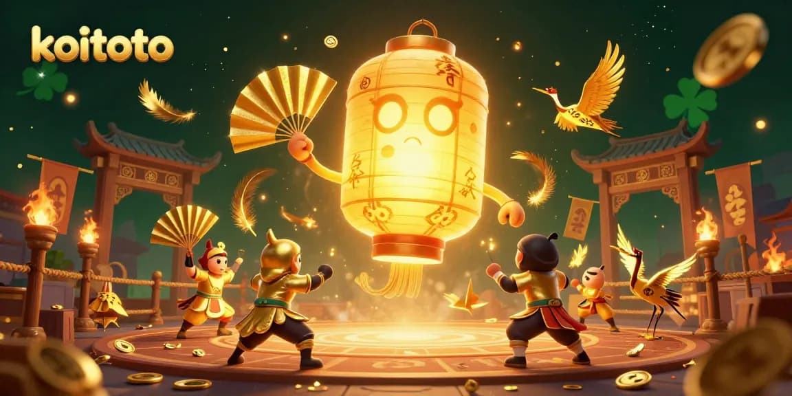 Experience thrilling gameplay with koitoto's captivating 3D casino scene filled with golden symbols.