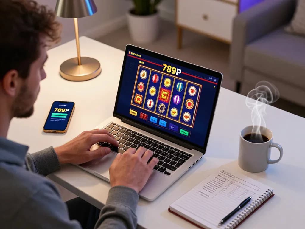 Player engaging in online gaming at 789P on a laptop with betting options visible