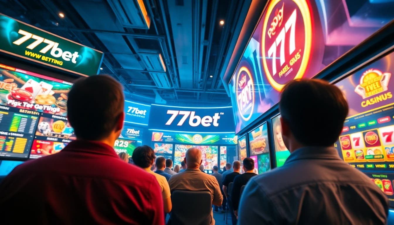 Experience the thrill of 77bet gaming with vibrant online interfaces and excited players.