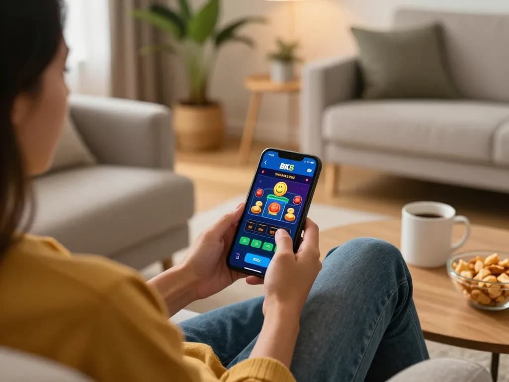 Engaging on BK8 mobile app for live dealer games in a cozy setting.
