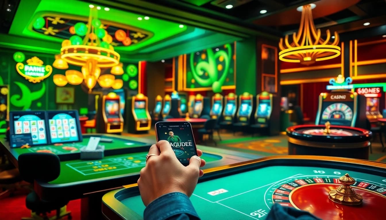 Engaging in thrilling betting activities on https://98win3h.io/ amidst a vibrant casino setting.