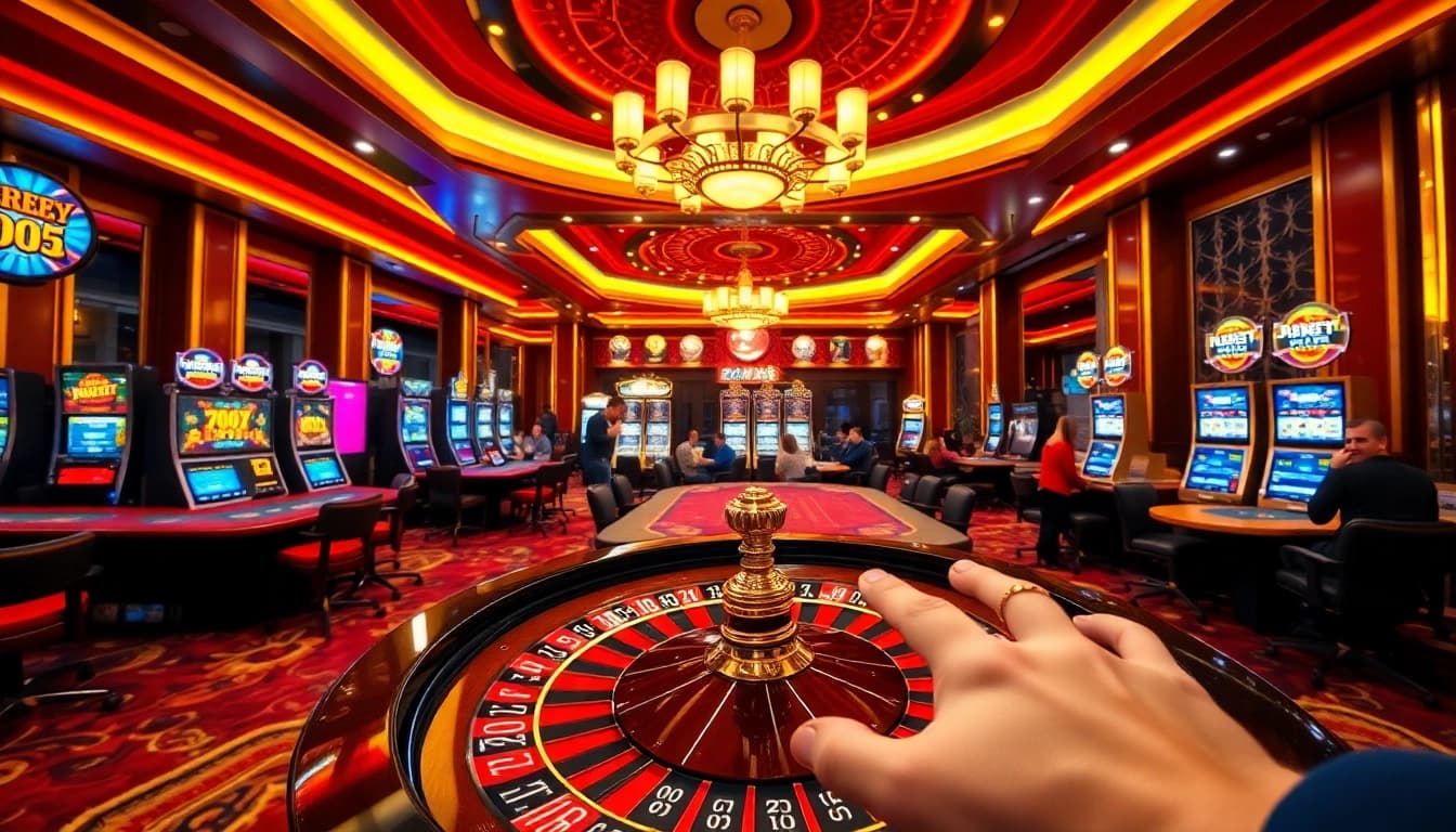 Experience the excitement of 789P at a luxurious casino with vibrant tables and jackpots.