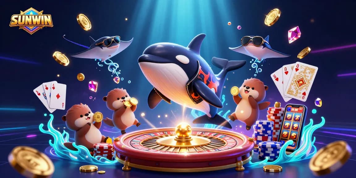 SUNWIN offers an exhilarating gaming experience with vibrant characters and dynamic casino elements in an engaging 3D scene.