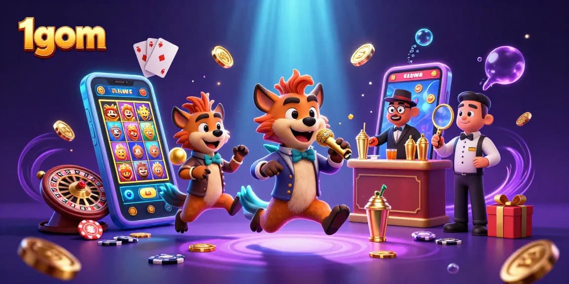 Bet on 1gom with vibrant casino characters delivering an exciting online gaming experience.