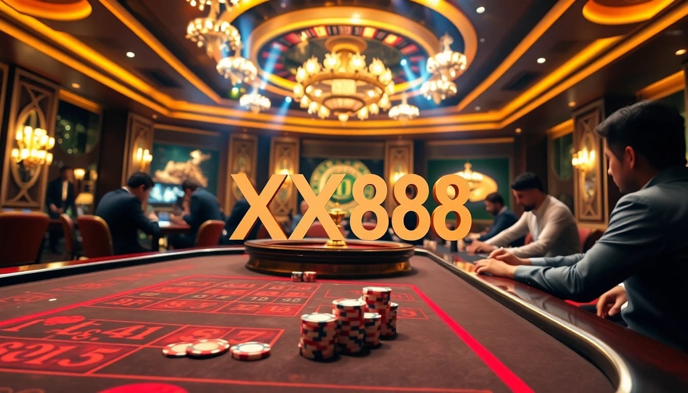Experience the thrill of betting at nhà cái XX88 with vibrant casino games and players enjoying their time.