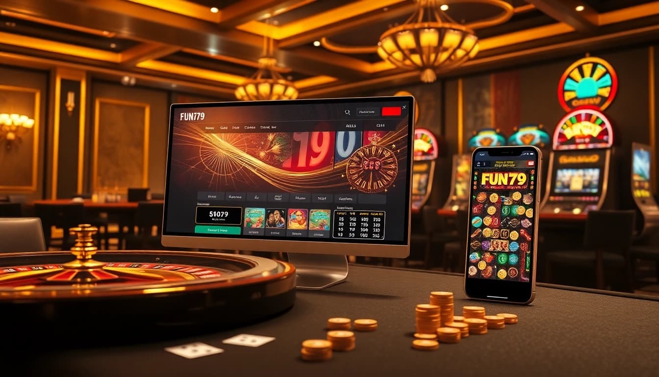 Experience the excitement of fun79 with professional casino gaming visuals and vibrant elements.