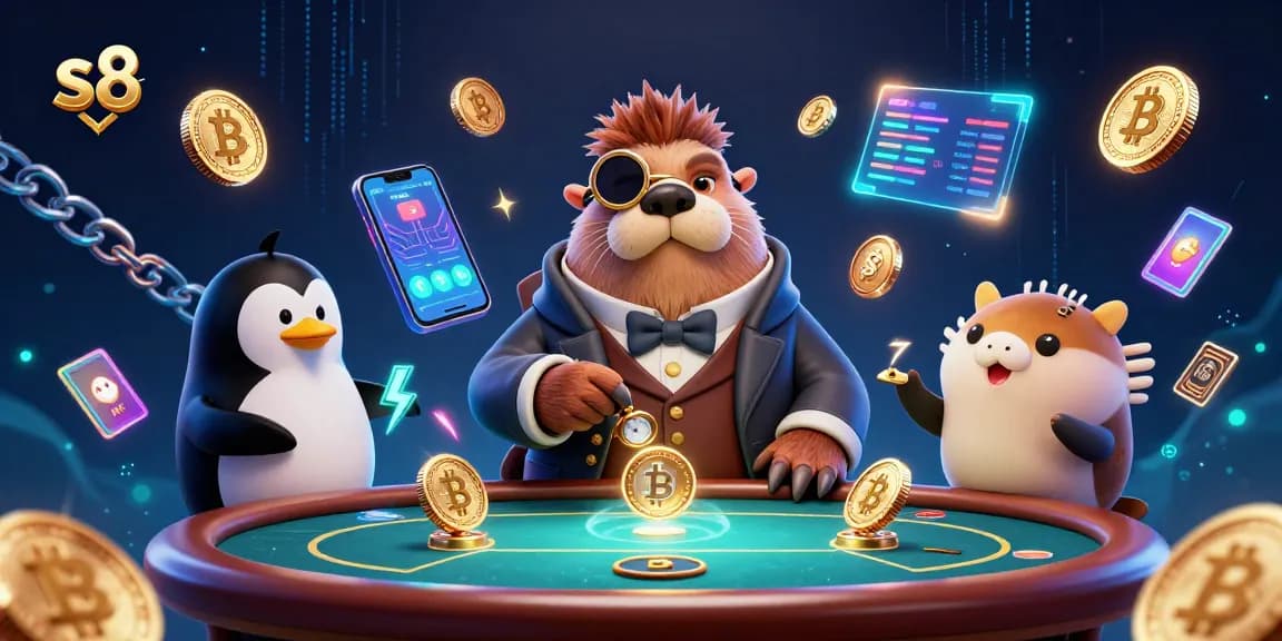 Join the fun at s8's underwater poker scene featuring unique characters in creative outfits.