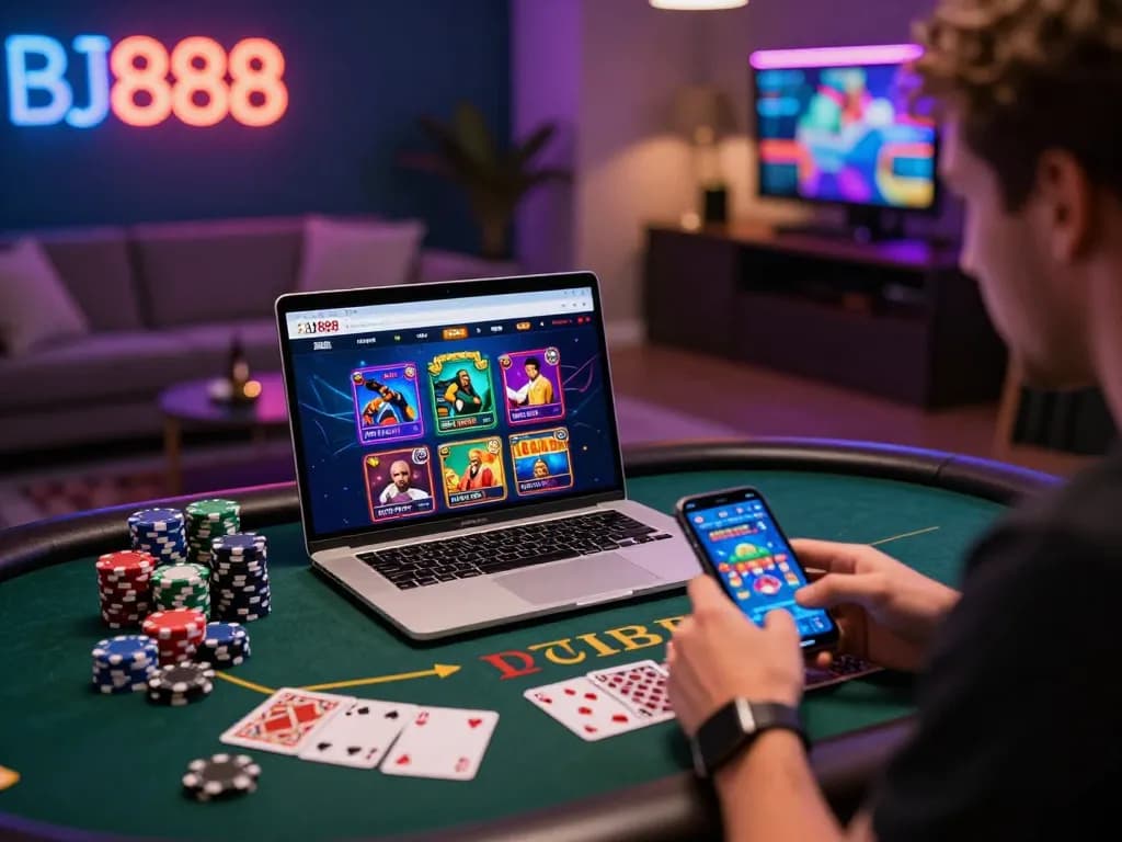 Interactive BJ888 gaming experience showcasing vibrant casino games and inviting atmosphere.