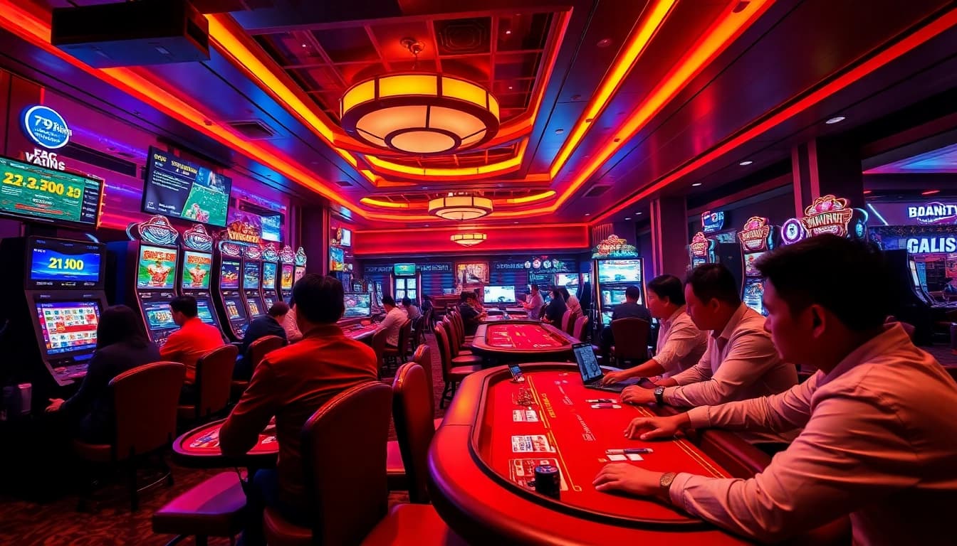 Engaging scene from 79king online gaming platform showcasing players at casino tables.