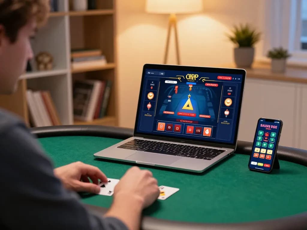 Player enjoying online poker from home on https://rr88.navy/, showcasing exciting gameplay and strategic interaction.