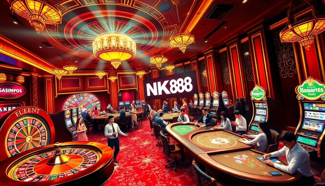 Engage in exciting gameplay at the NK88 casino, where vibrant slot machines and thrilling poker tables await.