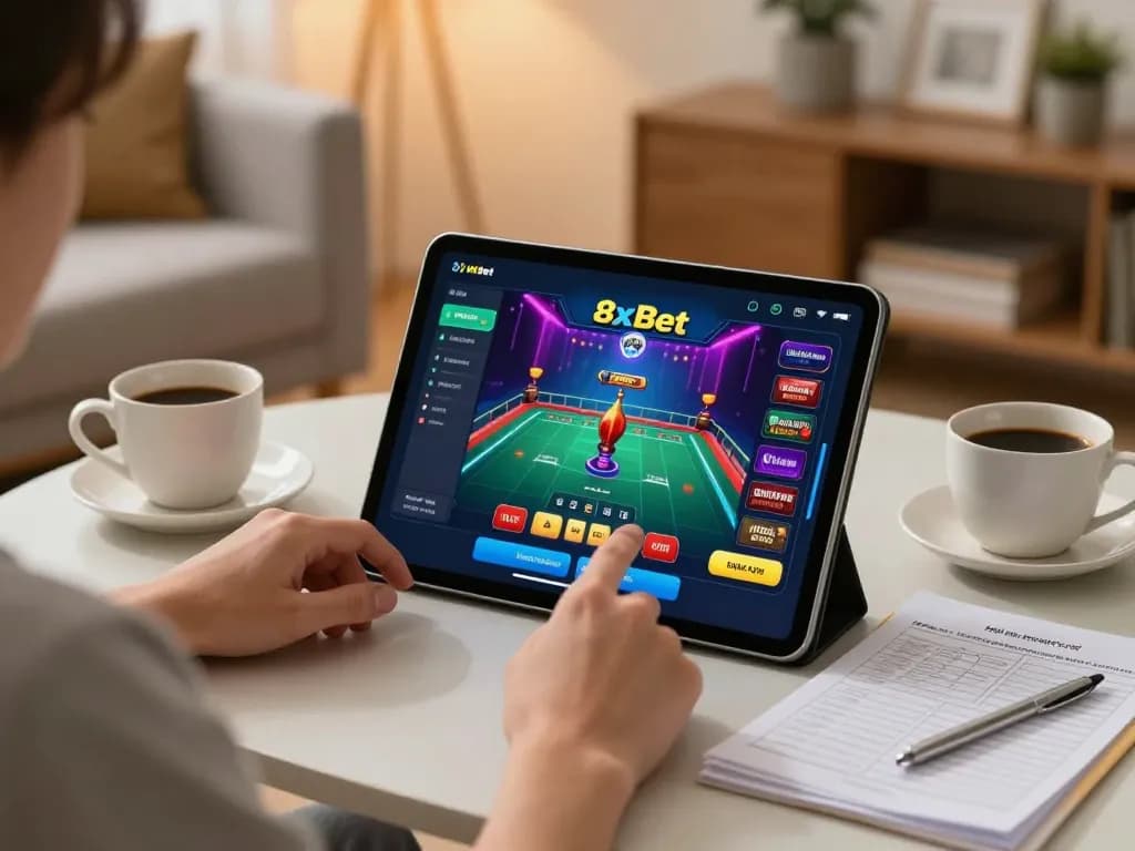 Experience the thrill of online gambling on the nhà cái 8xbet app in a cozy home setup.