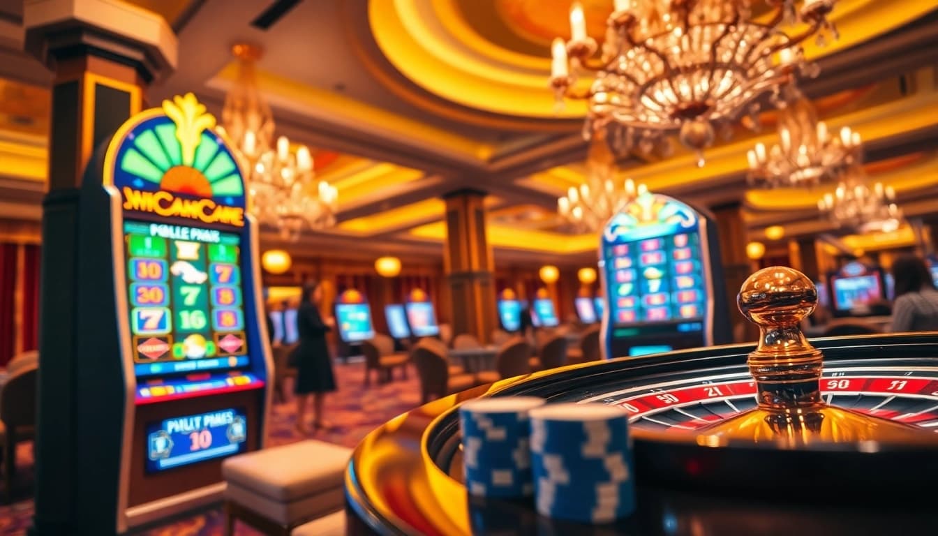Experience the excitement of RTP Slot Gacor with vibrant slot machine and casino atmosphere.