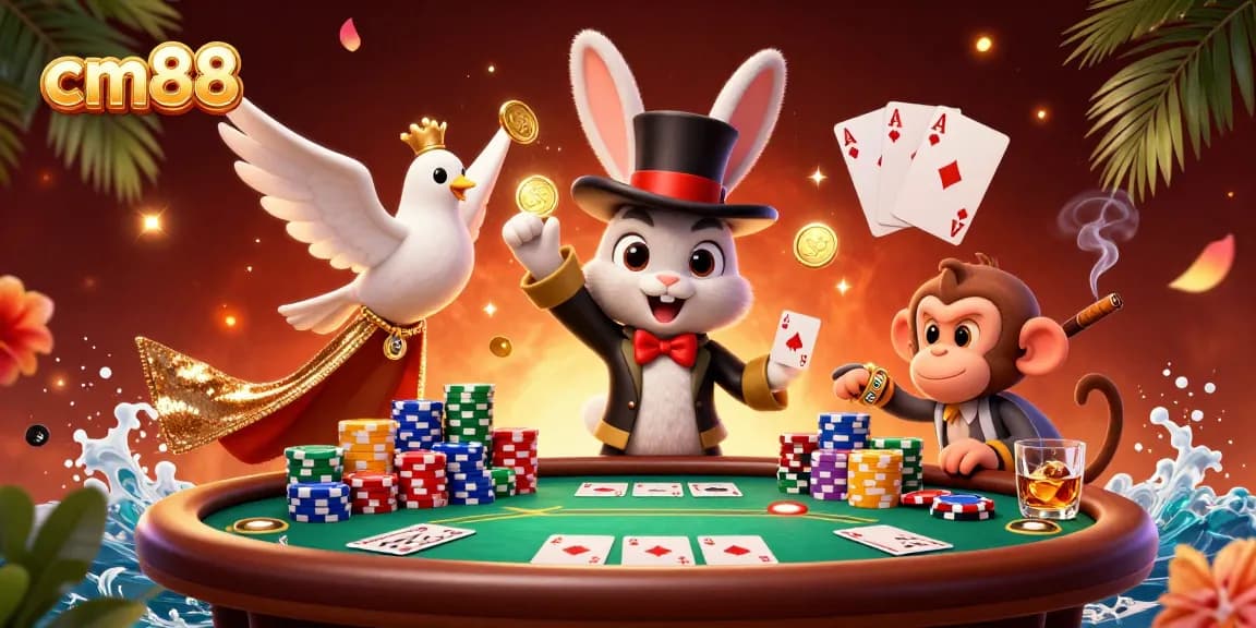 Experience exciting gameplay at cm88 with a magical rabbit and vibrant casino elements.