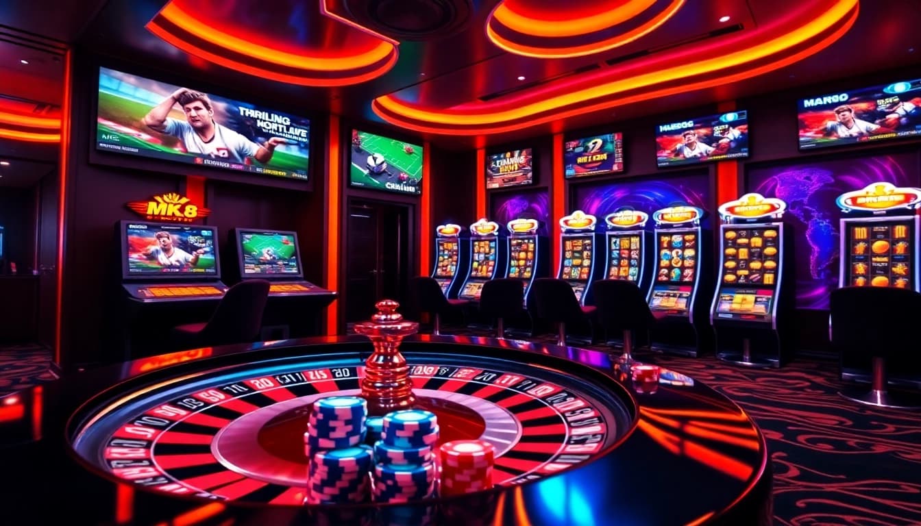 Exciting online gaming scene at https://mk8th.net/, showcasing roulette wheels and sports betting.