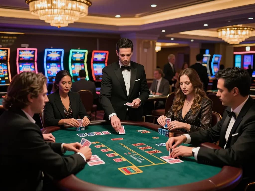 Players enjoy an exciting game of blackjack at VN88 casino, showcasing strategic gameplay.