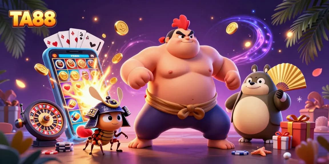 Engage with TA88's vibrant casino scene featuring characters and dynamic gaming elements that invite thrilling play.