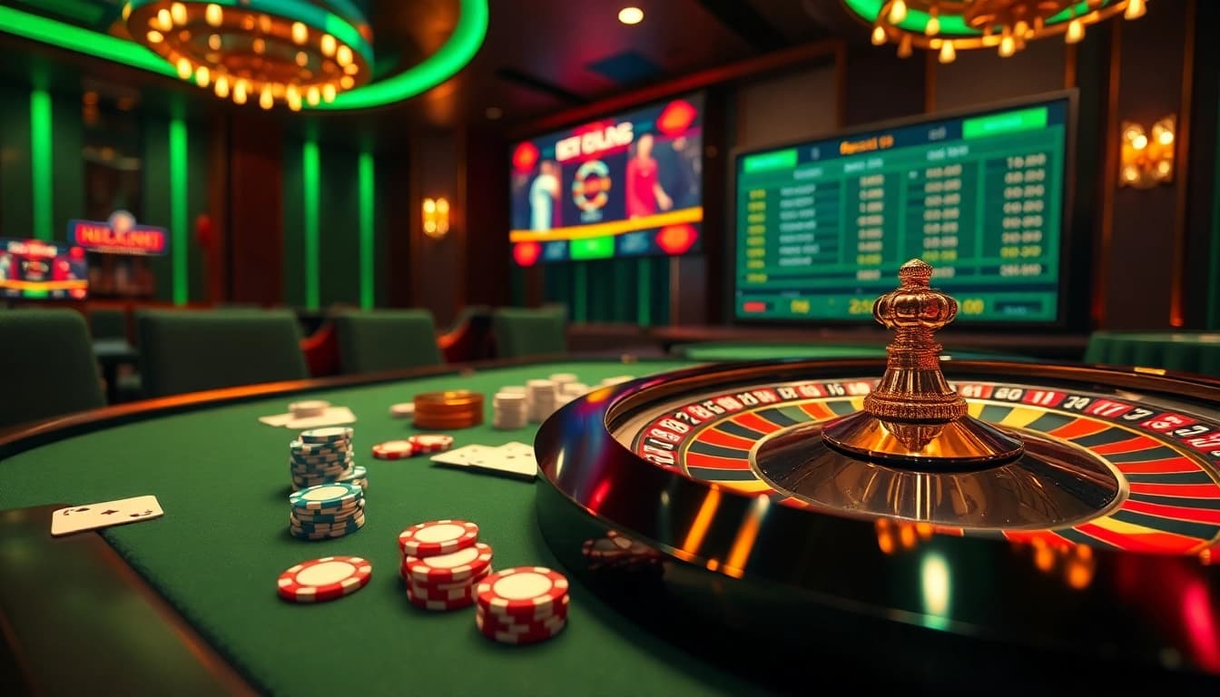 Kèo Nhà Cái 5 hosting an engaging live betting experience with vibrant poker chips and odds displays.