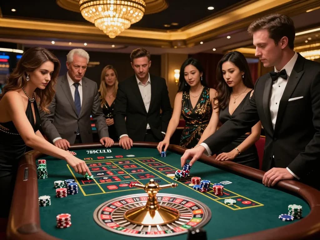 Experience electrifying gameplay at 789CLUB's roulette table, where excitement unfolds as bets are placed.