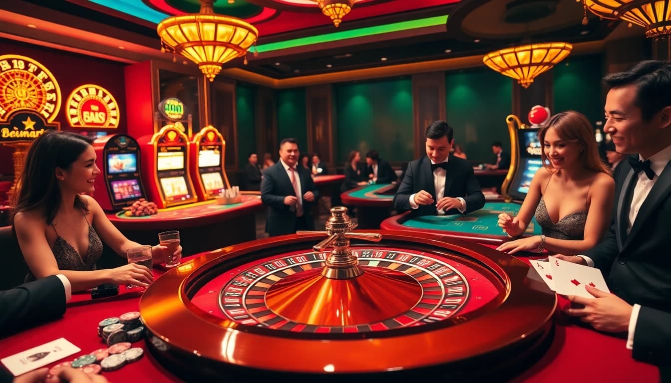 Engaged players enjoying the thrill of gambling at https://bslvb.sa.com/ with vibrant casino elements.