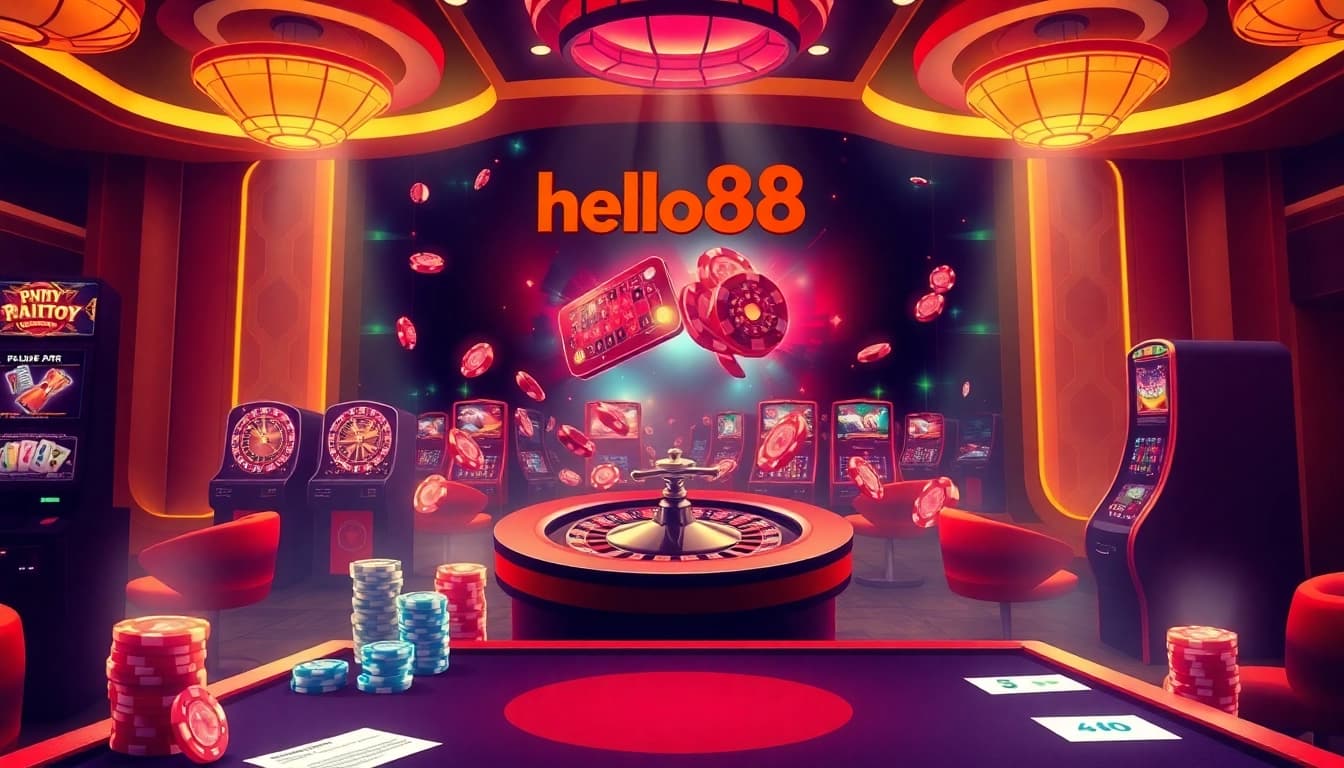 Discover exciting online gambling action at Hello88 with vibrant casino visuals.