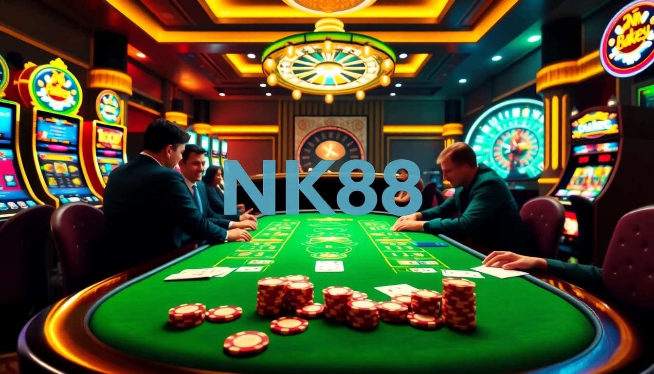 Experience high-stakes poker and vibrant slot machines at NK88's luxury casino.