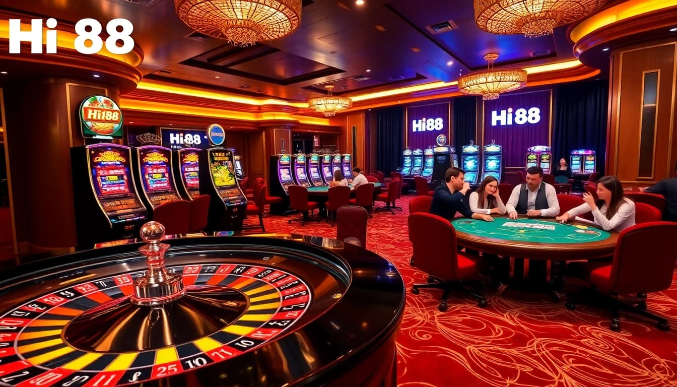 Experience thrilling gameplay at Hi88's vibrant casino tables with immersive gaming action.