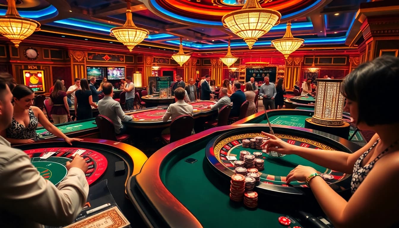Gambler celebrating a win at the Luck8 casino table with poker chips and cards.