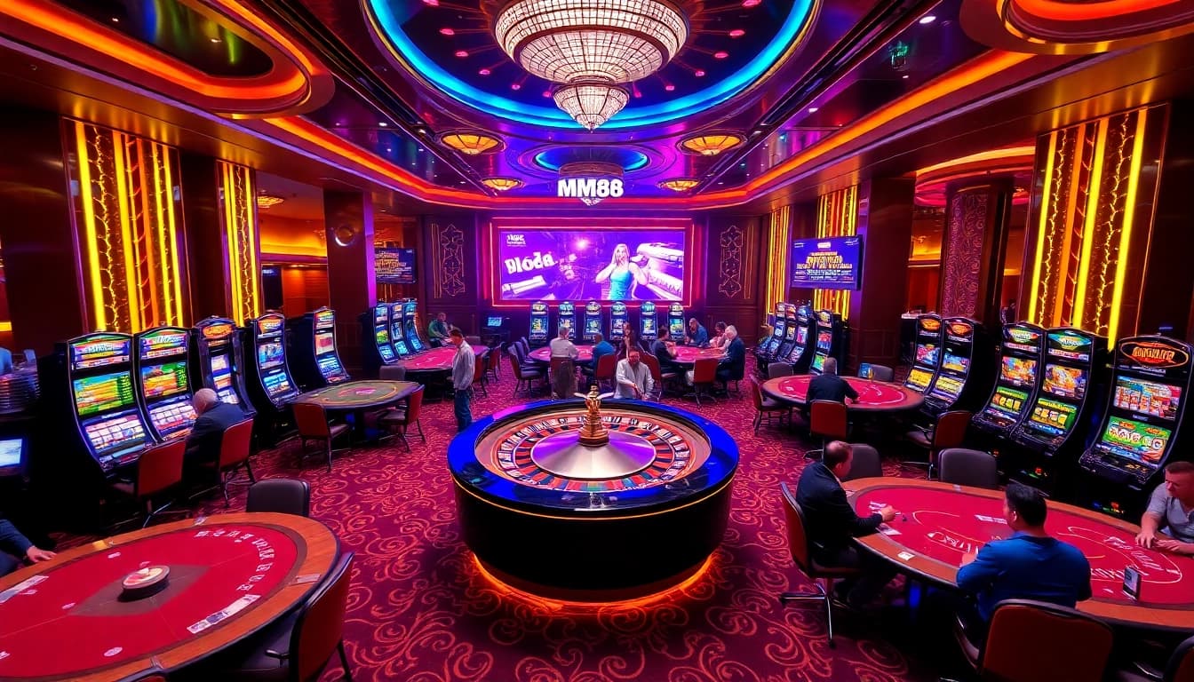 Players enjoying a thrilling game of casino, featuring MM88's top gambling experiences.