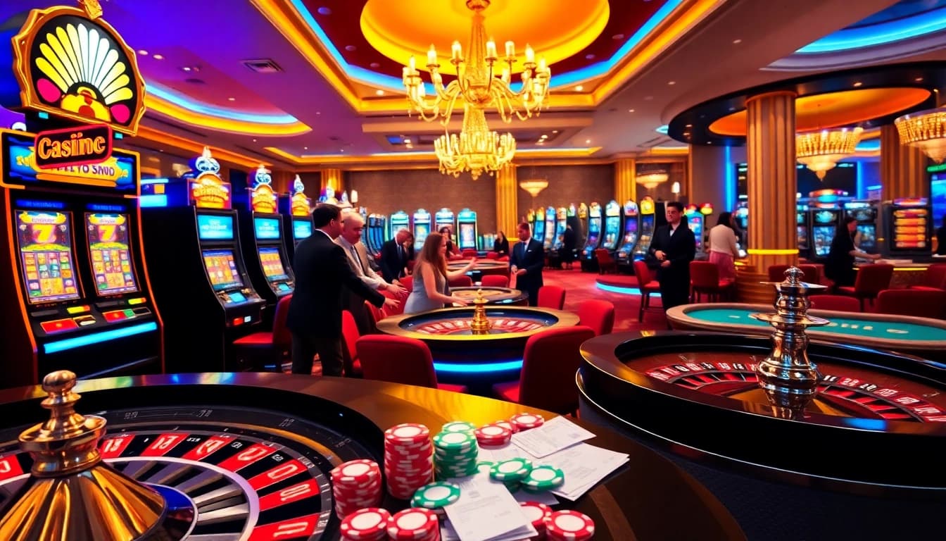 Experience the excitement of gambling at ee88 with vibrant poker chips and a roulette wheel.