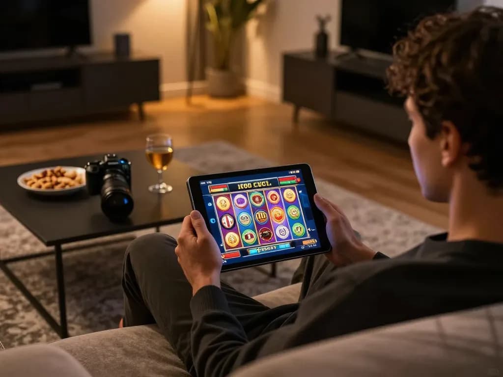 Menikmati permainan slot 100 cuci di tablet dalam suasana rumah yang hangat dan mesra