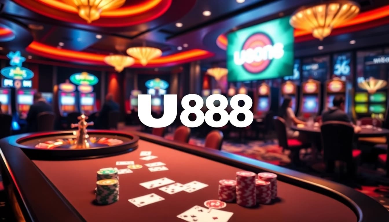 Experience luxury gaming with U888 at a vibrant casino table filled with excitement.