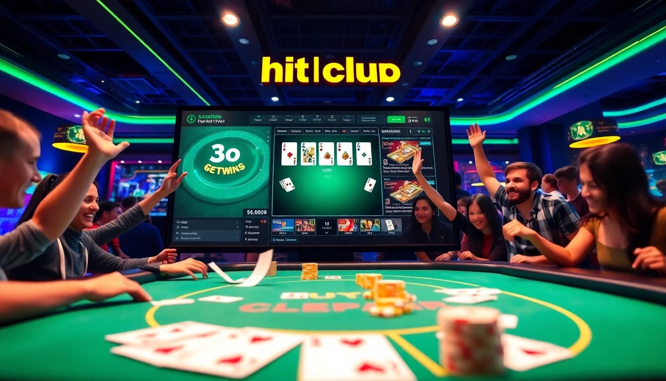 hitclub online gaming platform showcasing real-time excitement with vibrant visuals and happy players.