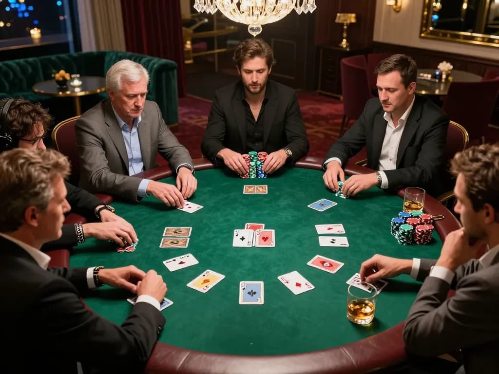 Engaged players enjoy a poker game in a private room, capturing the allure of non gamstop casinos.