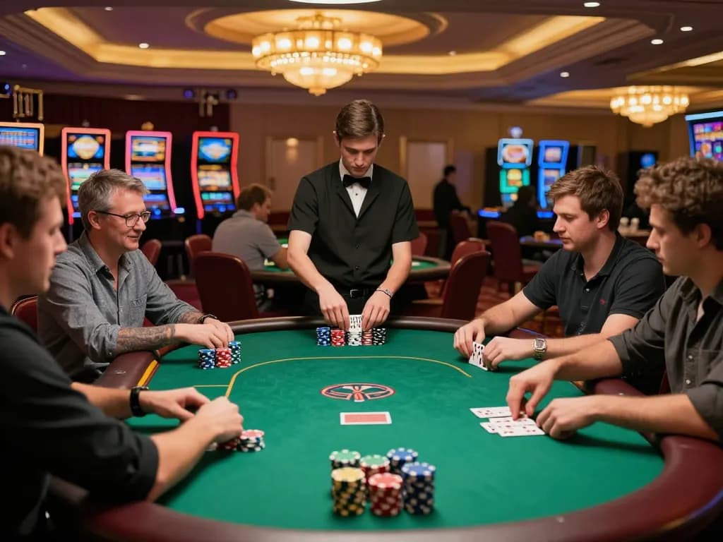 situs slot gacor poker game in upscale casino with players actively strategizing