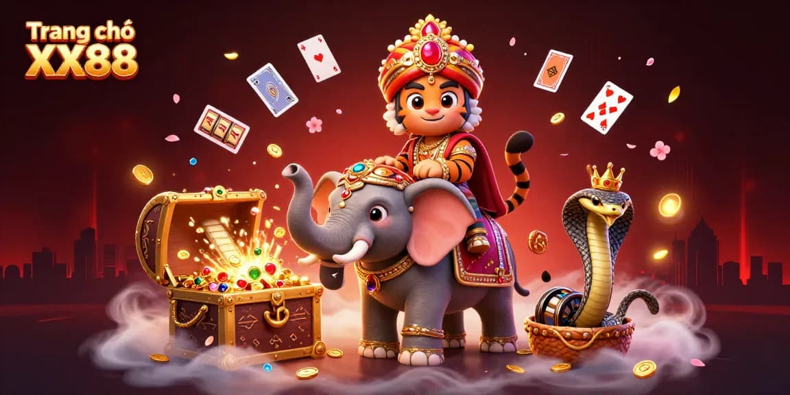 Experience the excitement of casino fun with Trang chủ XX88 in a vibrant 3D scene filled with games and rewards.