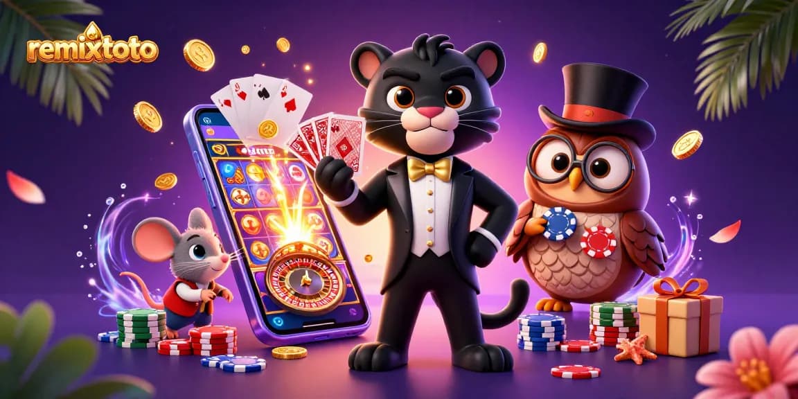 Engage in thrilling games at remixtoto with vibrant characters and many casino elements surrounding them.