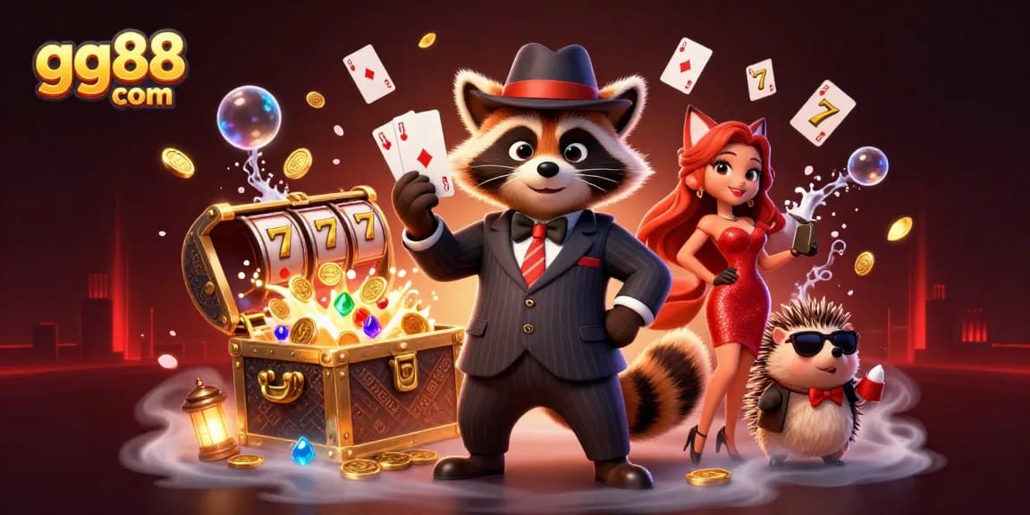 Experience thrilling wins with gg88 com as a suave raccoon plays cards with a glamorous fox.