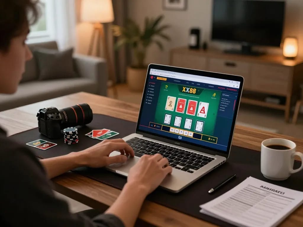 Engaging online gambling action at https://xx88.video/ with a player focused on blackjack strategy and gameplay.