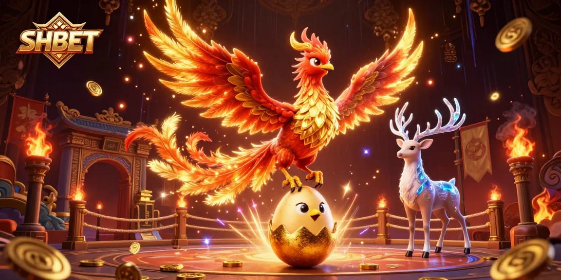 Experience thrilling gameplay at SHBET with a vibrant phoenix-themed casino illustration.