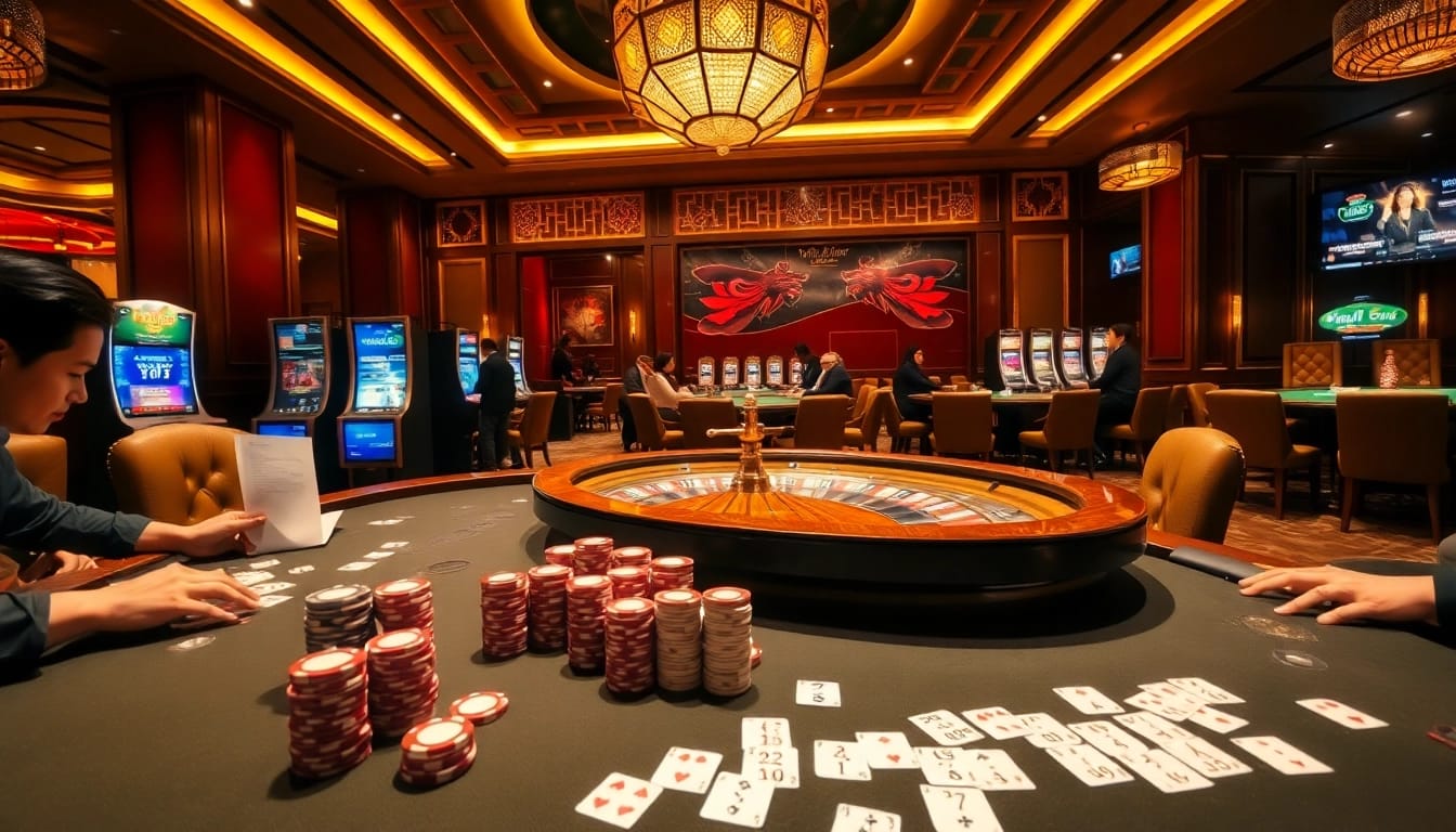 Professional players strategically betting at Nhà cái uy tín hàng đầu châu Á poker and roulette tables