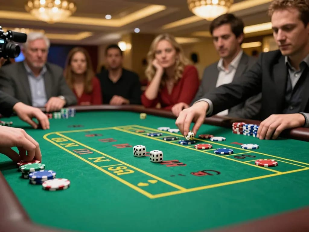 Sicbo game at a live casino showcasing players engaged and vibrant ambiance of casino.